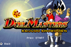 Duel Masters Kaijudo Showdown title screen for GameBoy Advance